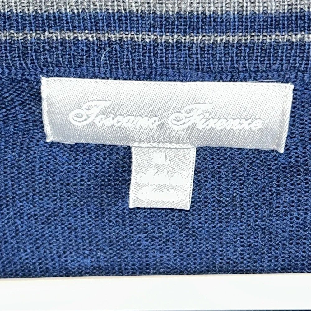 Toscano Firenze Men's XL 100% Merino Wool V-Neck Sweater – Blue EUC